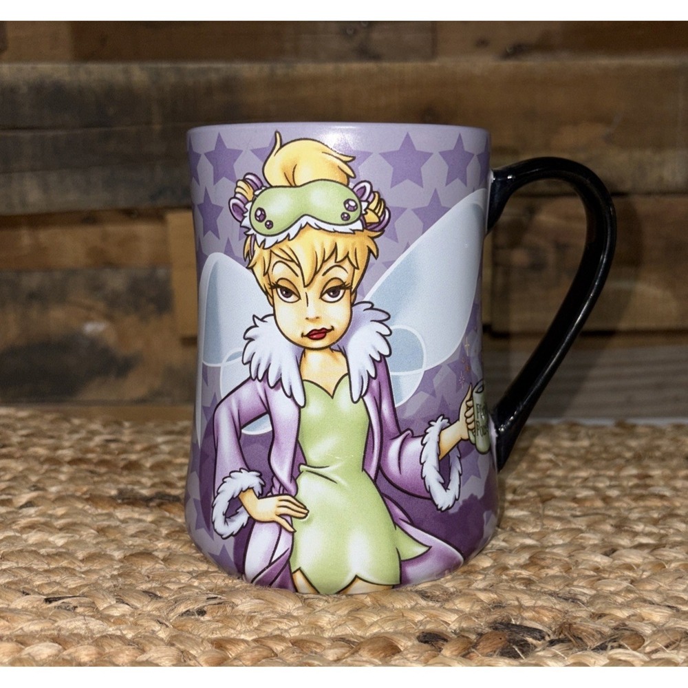 Disney Parks Tinkerbell "Mornings Aren't Magical" Coffee & Tea Mug 16 oz. Purple